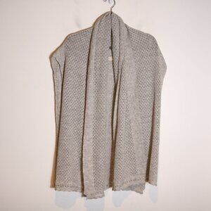 Novica Alpaca Wool Pointelle Open Knit Shawl Warp Sweater Gray One Size Peru